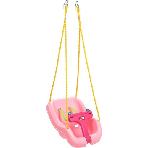 Little Tikes Snug 'n Secure Pink Swing with Adjustable Straps, 2-in-1 for Baby and Toddlers Ages 9 Months - 4 Years,16D x 16.3W x 17H
