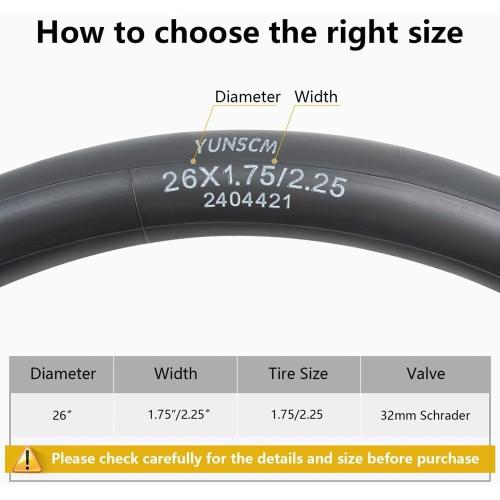2-PCS 26 Heavy Duty Bike Tubes 26x1.75/1.95/2.125/2.25 AV Schrader Valve (45/57-559) 26 Bicycle Tube Compatible with 26 x 1.75 26x1.95 26x2.0 26x2.10 26x2.125 26x2.20 26x2.25 Tire Tubes