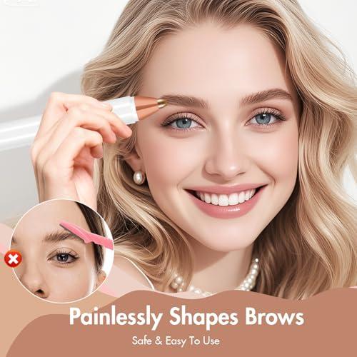 Acavado 2-in-1 Dual Head Eyebrow Trimmer & Flawless Facial Hair Removal for Women, Painless & Gentle Facial Hair Remover for Brows, Chin, Upper Lip, Cheeks, Type-C Charging for Women AS1