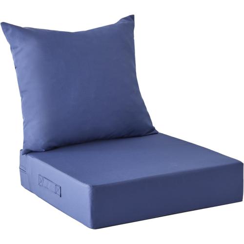 Outdoor Cushions for Patio Furniture,Outdoor Seat Cushion Set 24 x 24 x 5.75 Inch,Waterproof & Fade Resistant Outdoor Chair Cushions,Deep Patio Chair Cushion with Removable Cover,Navy Blue
