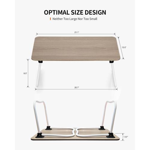 Foldable Laptop Desk, Portable Lap Desk Bed Table, Lightweight Breakfast Table Tray Desk, Laptop Stand, Mini Table for Working Writing Drawing Eating Picnic-Walnut
