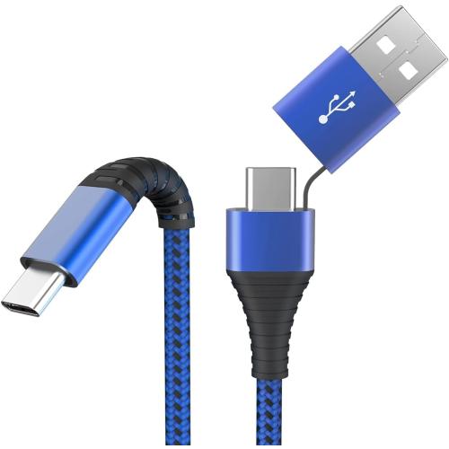 geekboy USB C Cable[4-Pack 6.6ft], 2-in-1 USB A/C to Type C Charger Cord Durable Nylon Braided for Samsung Galaxy S25 Ultra S24 S23 A17 A16, Moto, Pixel and More Devices with Type-C Ports