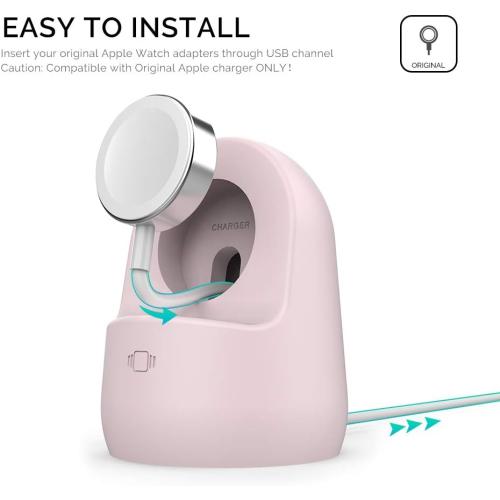 AhaStyle iWatch Stand Silicone Charging Dock Holder for Apple Watch Ultra 2, Ultra, SE2, Series SE, 7 6 5 4 3 2 1 (45/44/42/41/40/38mm), (Pink)