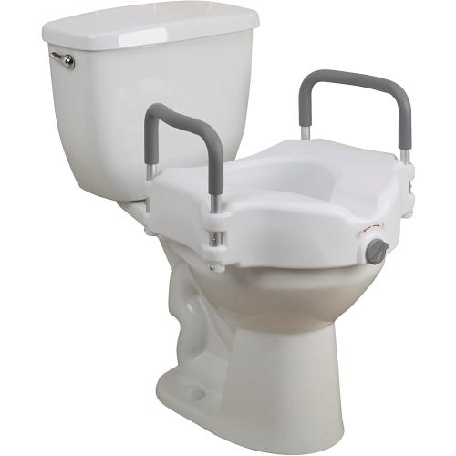 Drive Medical RTL12027RA 2-in-1 Raised Toilet Seat with Removable Padded Arms, Standard Seat