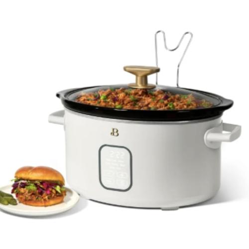 Beautiful Programmable 6-Quart Slow Cooker by Drew Perfect For Healthy Meals (White)
