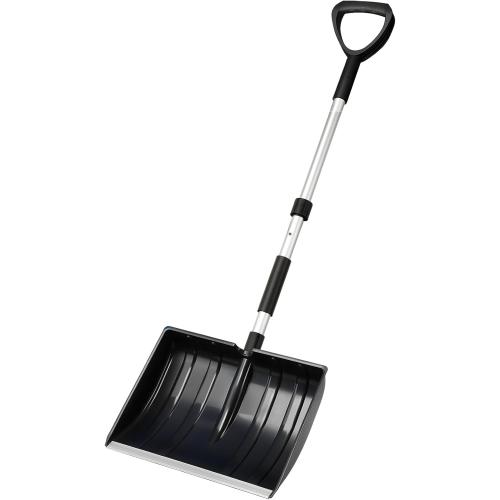 Snow Shovel for Driveway Car Garage, 47 Inch Portable Lightweight Snow Removal with D-Grip Handle, Non-Slip Sponge and Durable Aluminum Blade for Garden Car Camping Outdoor (Black)