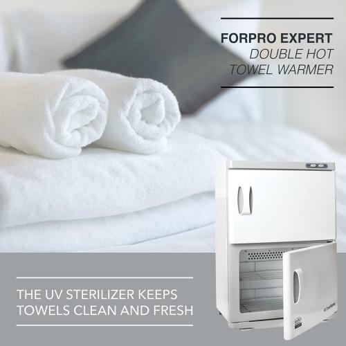 ForPro Professional Collection Expert Double Hot Towel Warmer, 46L Extra Large Capacity, Holds 48 Towels, Rust Resistant Towel Heater with Stainless Steel Racks, 25.5 H x 17.75 W x 11 D, White