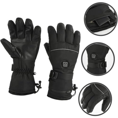 1pair Battery Powered Heated Gloves for Men Adjustable Warmth Gloves for Motorcycle Cycling Compatible Plush and Pu Leather for Outdoor Sports