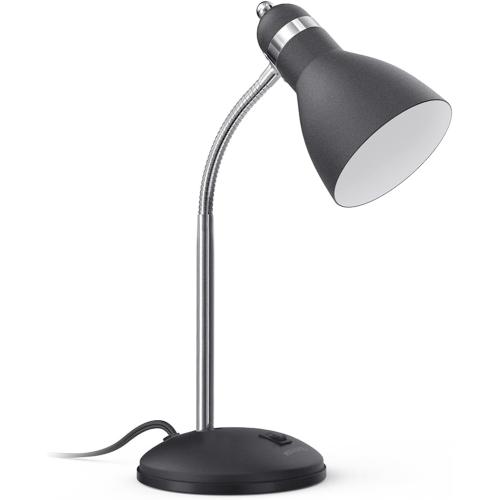 LEPOWER Metal Desk Lamp, Eye-Caring Table Lamp, Study Lamps with Flexible Goose Neck for Bedroom, Home Office (Matte Black)