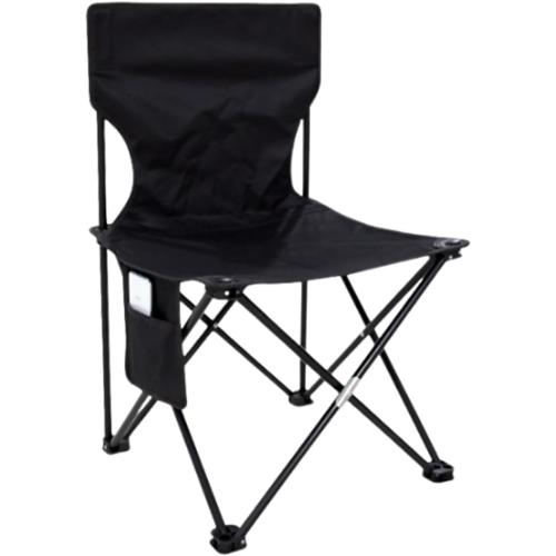 Outdoor Camping Chair, Collapsible Chair with Side Pocket and Carry Bag, Folding Chair for Camping, Beach, Picnic, Sunbathing Chairs with Storage Bag (Black)