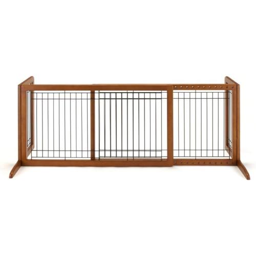 Richell Wood Freestanding Pet Gate, Large, Autumn Matte Finish