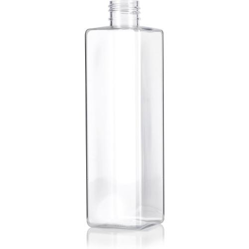 JUVITUS 8 oz Clear Plastic Square Bottle with Black Lotion Pump (6 pack)