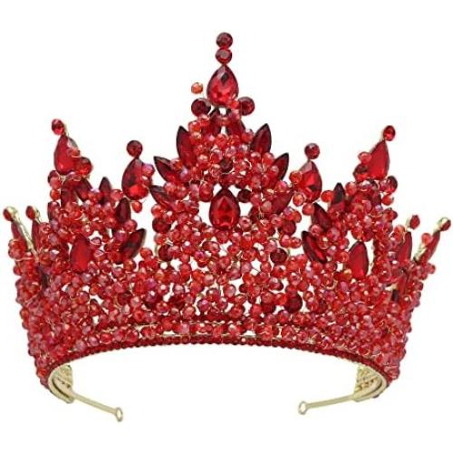 Large Tiaras and Crowns for Women Crystal Tall Pageant Crowns Rhinestone Royal Queen Headband Princess Quinceanera Headpieces for Wedding Birthday Prom Party Costume Cosplay