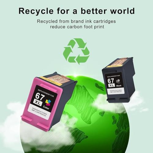 SAILNER 67XL HP Printer Ink, Replacement for HP Ink 67 for HP 67 Ink cartridges Black/Color Combo Pack, Compatible with DeskJet 2755e 2855e 2700e 4155e 2734e 2827e 4100e Envy 6055 6455e Printer 67XL