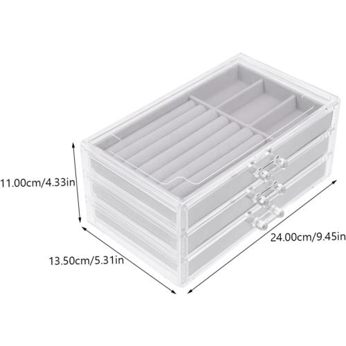 Jewelry Boxes Drawer Acrylic Trinket Organizer Lightweight Jewelry Storage for Home Shop Travel