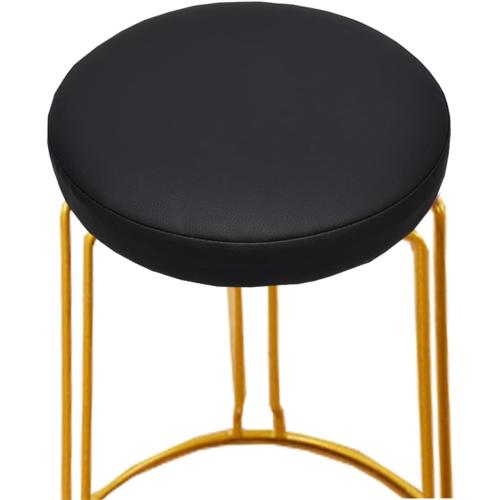 HFCNMY Stool Covers Round, 2 Pack Waterproof PU Round Bar Stool Covers with Elastic Bands Bar Chair Covers Bar Stool Seat Covers Washable Stool Cushion Slipcover for 11-12 Inch Chair(Black)
