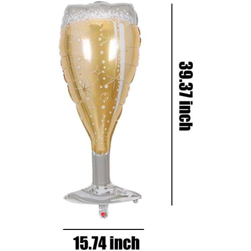 Champagne Bottle Balloons Champagne Glass Balloon Mylar Foil Balloons Birthday Engagement Bachelorette Party Bridal Shower Wedding Celebration Anniversary Decorations 4PCS