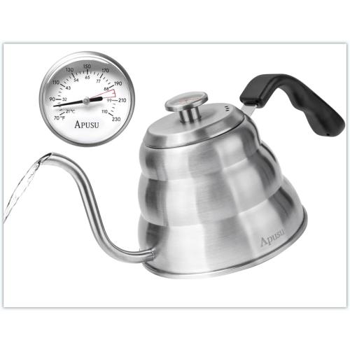 ‼️has missing pieces and mild stains ‼️Pour Over Kettle for Manual Drip Coffee,Tea,with Thermometer,Silver,28oz | Gooseneck Kettle with Flow Control Stainless Steel Water Kettle for Stovetop,800ml,4 Cup, 1Pack
