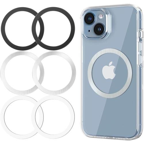 Metal Rings 6PCS,Ultra-Thin(0.4mm)for MagSafe Sticker/Magnetic Adapter/Phone Cases/Wireless charger,Compatible with iPhone 17/Air/16/15/14/13,Galaxy S24/S23/S22/Kindle,For Mag Safe Accessories