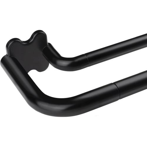 Black Double Curtain Rods, USFOOK Blackout Wrap Around Curtain Rods for Windows 32 to 58 Inch, 6/8 Inch Room Darkening Curtain Rod