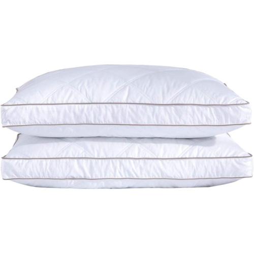 puredown® Goose Feathers and Down Pillow for Sleeping Hotel Collection Bed Pillows, Gusseted, Queen, Set of 2 ( 0ne open /one close)