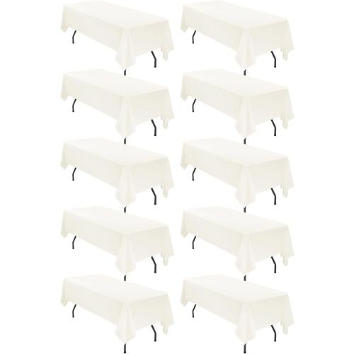 fani 10 Packs Ivory Tablecloth - 60 x 102 Inch for 6Ft Tables | Washable Polyester Fabric, Stain Wrinkle Resistant Rectangle Table Cloth for Wedding Banquets Parties Buffet Dining