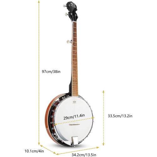 Vangoa Banjo 5 String Full Size Banjos Set with Resonator, Remo Head, Beginner Banjo Kit with Closed Back, Premium Accessories for Adults, Teenager