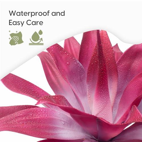 Velener Fake Agave Plant Outdoor, UV Resistant Artificial Plants Large Size for Outdoor and Indoor Decor, Faux Plant Dual Agave Indoor for Planters (22 inch,Red/White)