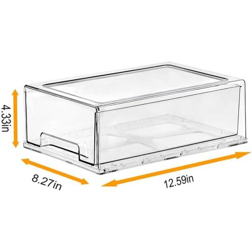 SIMPEXPE Stackable Storage Drawer, Clear Pull Out Plastic Food Fridge Organizer Bins for Home Office Pantry Shelf Organization
