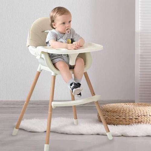 Color White PandaEar 3-in-1 High Chairs for Babies Toddlers, Convertible Infant Highchair with Removable Tray & Safety Harness Adjustable Legs
