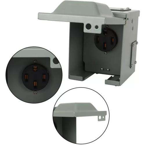 [Cars Parts] Enclosed Lockable Weatherproof Outdoor 50A 125/250 Volt RV/EV Power Outlet Box [Easy to Replace]