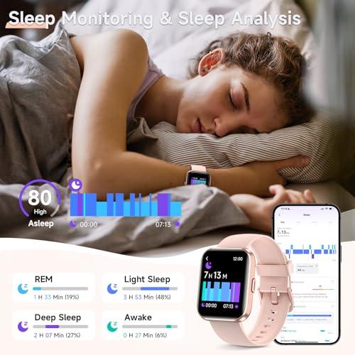 Smart Watches for Women, 1.8 Touch Screen Fitness Tracker for Android & iPhone, Answer/Make Calls, Alexa Built-in, Heart Rate/Sleep/SpO2 Monitor Smartwatch, 3ATM Waterproof, 101  Sport Modes, 2 Bands