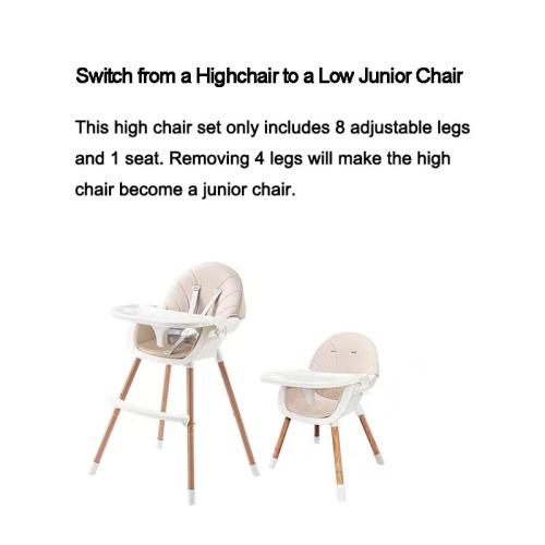 Color White PandaEar 3-in-1 High Chairs for Babies Toddlers, Convertible Infant Highchair with Removable Tray & Safety Harness Adjustable Legs