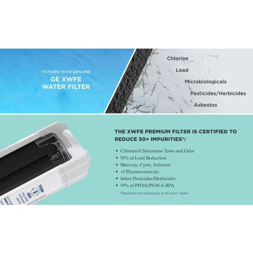 GE XWFE Refrigerator Water Filter, Genuine Replacement Filter, Certified to Reduce Lead, Sulfur, and 50  Other Impurities, Replace Every 6 Months for Best Results, Pack of 1
