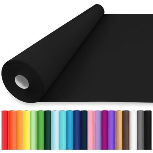 Vanhench 24x2520(210') Black Solid Color Wrapping Paper, Art Kraft Construction Paper for Bouquet Flower Crafts, Packing, Poster, Bulletin Board, Floor Covering & Table Runner