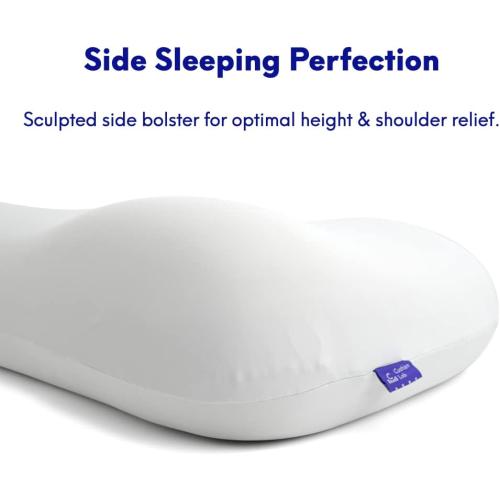 C CUSHION LAB Deep Sleep Pillow, Patented Ergonomic Contour Design for Side & Back Sleepers, Orthopedic Cervical Shape Gently Cradles Head & Provides Neck Support & Shoulder Pain Relief - Calm Grey