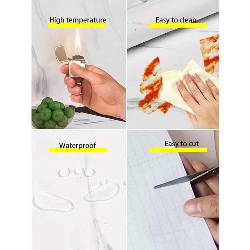 Marble Contact Paper White Peel and Stick Wallpaper 15.8×118 | Glossy Marble Wallpaper Self Adhesive Removable Wallpapers Waterproof Countertop Paper for Cabinet Furniture Kitchen Vinyl