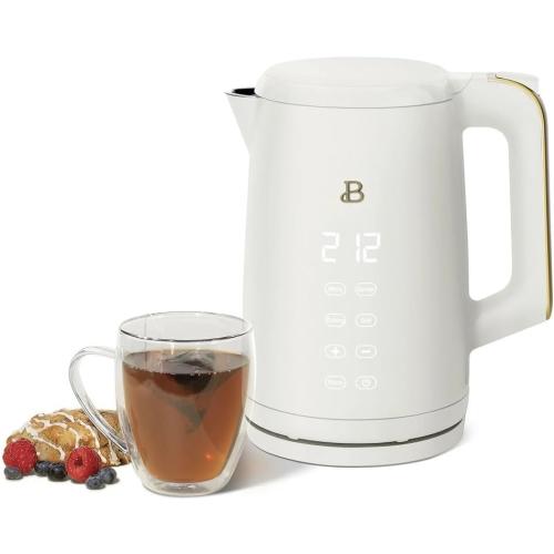 Beautiful 1.7-Liter Electric Kettle 1500 W with One-Touch Activation, White Icing by Drew Barrymore