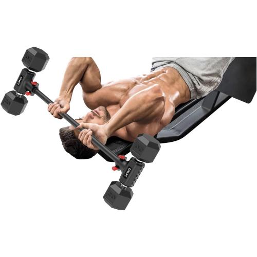 Dumbbell Converter by SEWD – Turn Dumbbells into Barbell Set – Adjustable Weights & Up to 220LB Capacity Barbell for Home Gym Full Body Workouts – Red