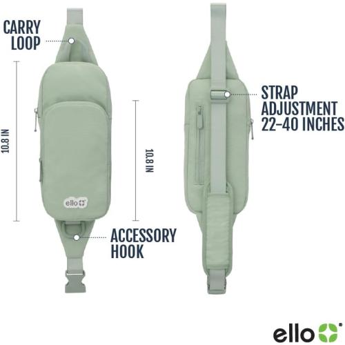 Ello Crossbody Sling Water Bottle Bag | Fits 24oz Bottles Zipped | Hands-Free Carrier with Pockets, Adjustable Strap, Drawstring Fastener | Machine Washable