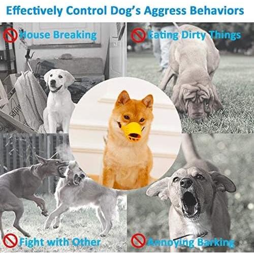 LUCKYPAW Dog Muzzle, Soft Duck Silicone Mouth Cover with Adjustable Strap for Small Medium Dogs, Best to Prevent Barking, Biting, and Chewing (L, Yellow)
