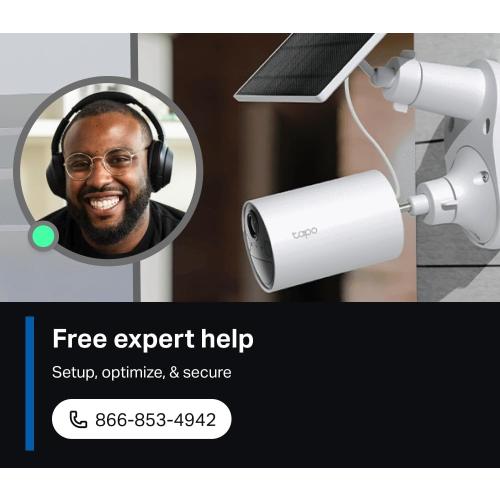 TP-Link SolarCam C402 Kit, Outdoor Battery Camera w/Solar Panel Base, Wireless, 1080P, Free Person Detection, SD/Cloud Storage, Color Night Vision, No Hub Needed, Works w/Alexa