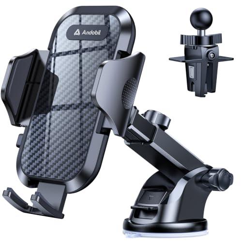 andobil Car Phone Holder, 2026 Military-Grade 89lbs Strongest Suction Phone Holders for Your Car Dashboard/Windshield/Vent Easy Clamp Car Phone Mount Stand for iPhone 17 16 15 14 13 Pro Max Samsung