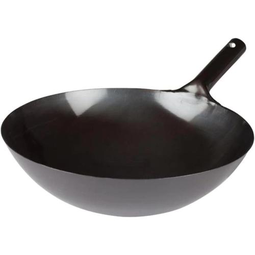 Winco 16 Carbon Steel Wok, Integrated Hdl, Black
