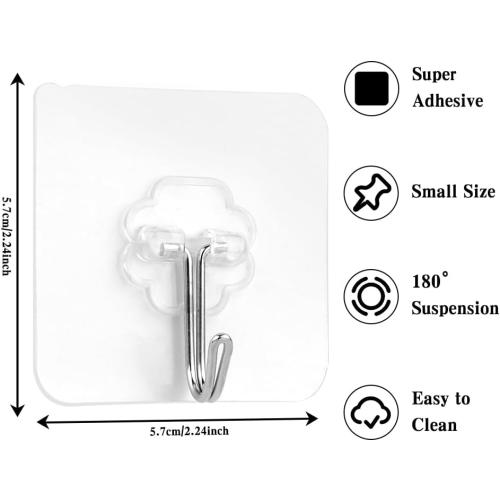 Adhesive Hooks for Hanging,Adhesive Wall Hooks,36 Pcs15LB Sticky Hooks,Clear Hooks for Walls,Shower Hooks,Utility Hooks,Kitchen Hook