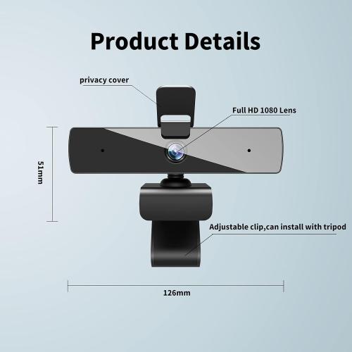 Webcam with Microphone and Privacy Cover, FHD Webcam 1080p, Desktop or Laptop and Smart TV USB Camera for Video Calling, Stereo Streaming and Online Classes
