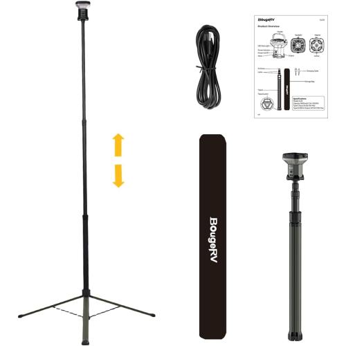BougeRV Telescoping Camping Light, 3200 Lumen Outdoor Lantern, 8000mAh LED Lantern, 7.55 ft Tall, 90-Hour Runtime, Rechargeable Tent Lamp for Camping, Emergency, Hiking, Outdoor, Fast Charging Version