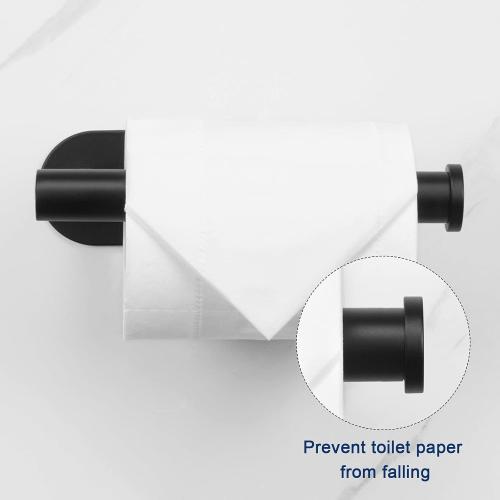 NearMoon Toilet Paper Holder Self Adhesive, Premium Thicken SUS304 Stainless Steel Rustproof Adhesive Toilet Roll Holder no Drilling for Bathroom, Kitchen, Washroom (1 Pack, Matte Black)