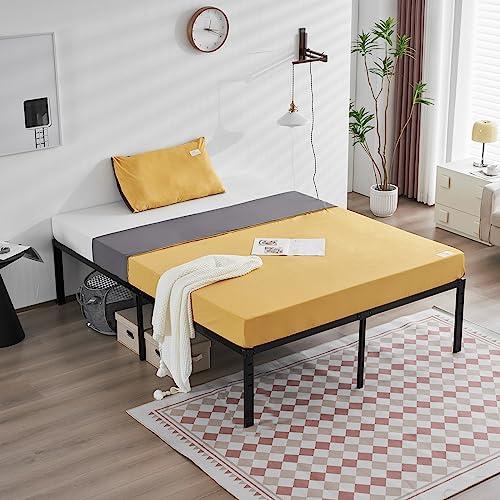 Karl home 18 Inch Full Size Bed Frame Metal Platform No Box Spring Needed, Heavy Duty Steel Firm Mattress Foundation, Simple Style Easy Assembly, Black