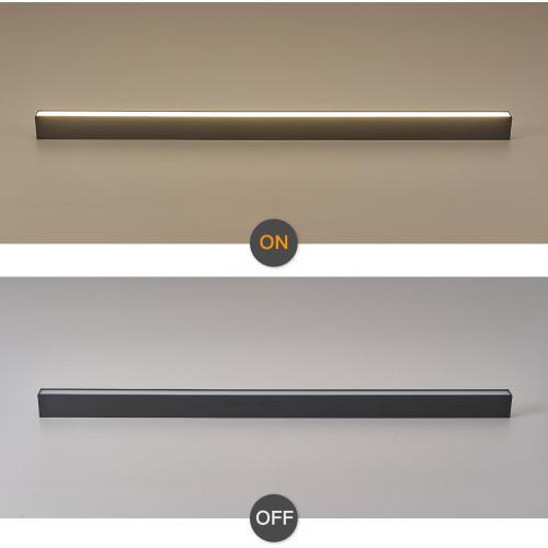 Black ceiling light LED, modern and simple, long strip ceiling surface installation, suitable for living room, bedroom, corridor and kitchen, remote control to switch color and brightness, 23.6 inches